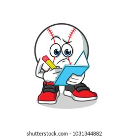 baseball writing mascot vector cartoon illustration