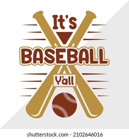 It's Baseball Y'all Printable Vector Illustration