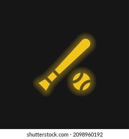 Baseball yellow glowing neon icon