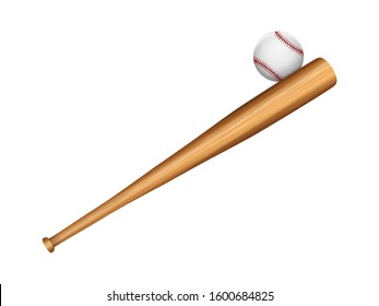 Baseballbat and ball on a white background. Vector illustration.