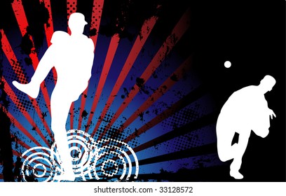 Baseballer  Silhouette with United States of America Background