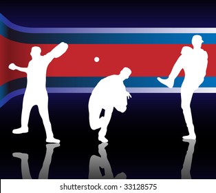 Baseballer  Silhouette with United States of America Background