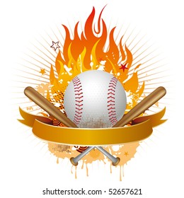 baseball,flames,design element