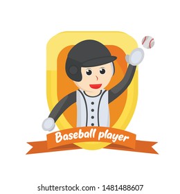 Baseballl player in emblem illustration