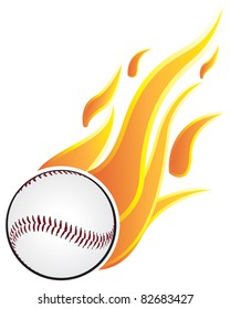 Baseballs balls with flames. On a white background