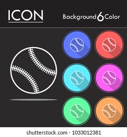 Baseballs icon vector , outline baseballs icon vector on six color background.