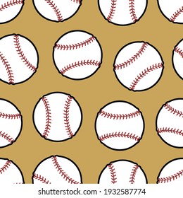 Baseballs seamless background. Design for the baseball theme. Suitable for fabrics, wrapping paper backs, postcards, banners, etc.