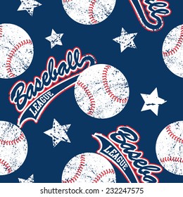 Baseballs and stars seamless pattern .