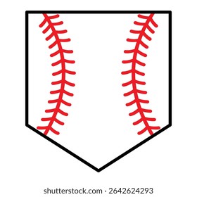 Baseball-themed pennant icon with red stitching design. Clipart image isolated on background.