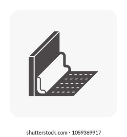 Baseboard vector icon. Also called skirting board, mopboard, floor or base molding. Use for cover lowest or plinth part of an interior wall on floor finishing material i.e. linoleum, pvc, vinyl, wood.