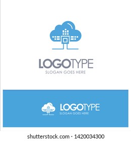 Based, Data, Cloud, Science Blue Solid Logo with place for tagline