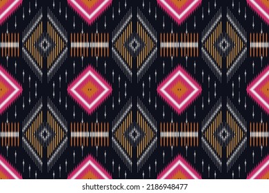 based on ikat fabric style. Vector illustration. tribal African geometric vector ikat pattern. Folk embroidery, Indian, Scandinavian, Gypsy, Mexican, African rug, wallpaper.