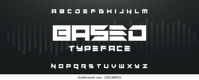 BASED Sports minimal tech font letter set. Luxury vector typeface for company. Modern gaming fonts logo design.