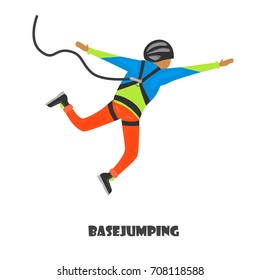 Basejumping man color illustration isolated on white