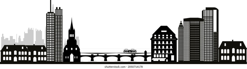 basel city in switserland city skyline