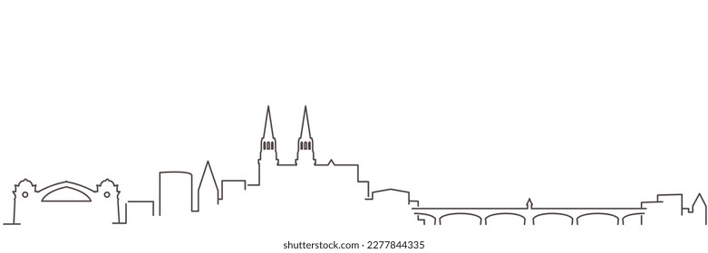 Basel Dark Line Simple Minimalist Skyline With White Background