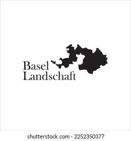 Basler Landschaft-Karte und schwarzes Buchstabendesign auf weißem Hintergrund