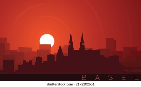 Basel Low Sun Skyline Scene