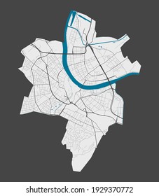 Mapa de Basilea. Mapa detallado del área administrativa de la ciudad de Basilea. Panorama del paisaje urbano. Ilustración vectorial libre de regalías. Mapa de esquema con autopistas, calles, ríos. Mapa de calles decorativas para turistas.