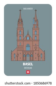 Basel Minster in Basel, Switzerland. Architectural symbols of European cities