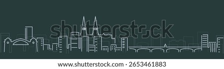 Basel Simple Lines Skyline on Dark Background