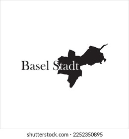 Basel Stadt map and black lettering design on white background