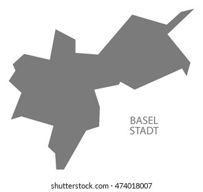 Basel Stadt Switzerland Map grey