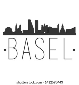 Basel Switzerland. City Skyline. Silhouette City. Design Vector. Famous Monuments.
