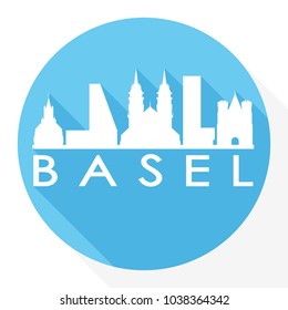 Basel Switzerland Flat Icon Skyline Silhouette Design City Vector Art.
