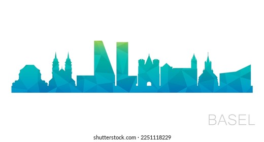 Basel, Schweiz Low Poly Skyline Clip Art City Design. Geometrisches polygonisches grafisches Horizon-Symbol. Vektorgrafik-Symbol.