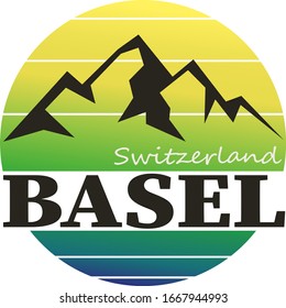 Basel Switzerland Round Travel Stamp. Icon Design. Seal Tourism Ribbon. on a white background