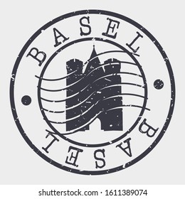Basel Switzerland Stamp Postal. Silhouette Seal. Passport Round Design. Vector Icon. Design Retro Travel. National Symbol.