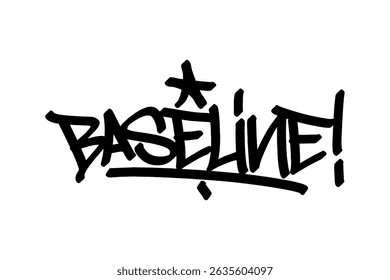 Baseline graffiti tag in bold black lettering on transparent background. Urban street art vibe, perfect for basketball culture, court action, and dynamic sports designs.