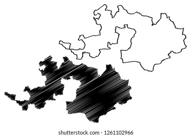 Basel-Landschaft (Cantons of Switzerland, Swiss cantons, Swiss Confederation) map vector illustration, scribble sketch Canton of Basel-Country map