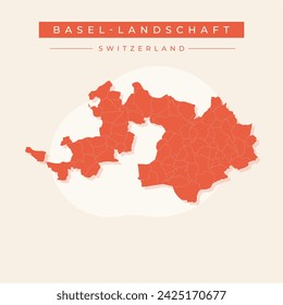 Karte Basel-Landschaft, Kantone Schweiz. Vektorgrafik.