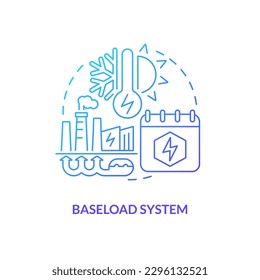 Baseload system blue gradient concept icon. Works any season. Temperature. Geothermal energy advantage abstract idea thin line illustration. Isolated outline drawing. Myriad Pro-Bold font used