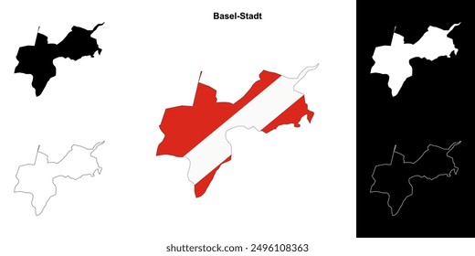 Basel-Stadt canton outline map set