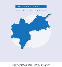 Basel-Stadt (Cantons of Switzerland, Swiss cantons, Swiss Confederation) map vector illustration, scribble sketch Canton of Basel-Stadt map