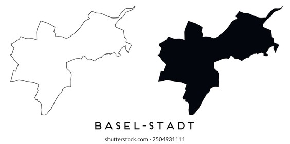 Basel-Stadt map outline and black silhouette vector