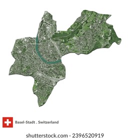 Basel-Stadt,Canton of Switzerland Topographic Map (EPS)