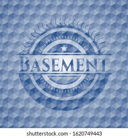 Basement blue polygonal badge. Vector Illustration. Detailed.