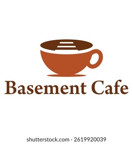 design de logotipo minimalista plano do porão café