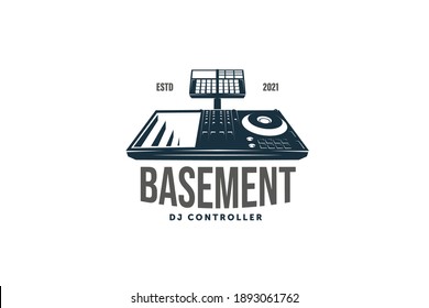 Basement Disc Jockey Controller Logo Design Template
