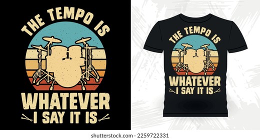 Diseño de camiseta retro vintage de tambor satinado satírico en el sótano