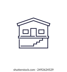 basement icon with a house in line style