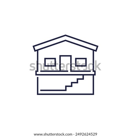 basement icon with a house in line style