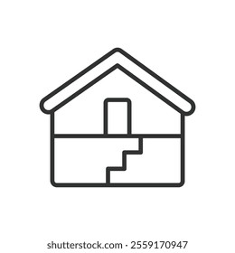 Basement, icon in line design. Basement, underground, storage, foundation, cellar, home storage, house basement on white background vector. Basement, icon in line design editable stroke icon