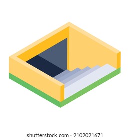 Basement In Isometric Icon, Editable Vector 

