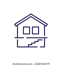 basement line icon with a house