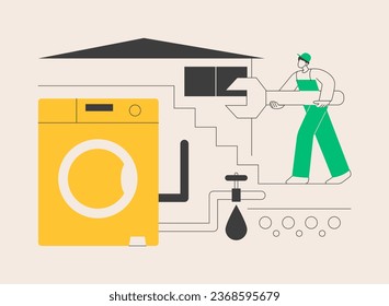 Basement services abstract concept vector illustration. Waterproofing, wet basement repair, flooding foundation, storage space, hire contractor, mold growth, perimeter drainage abstract metaphor.